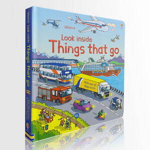 现货【Usborne出品】 英文原版 Look inside Things that go 看里面:交通工具 揭秘尤斯伯恩立体翻翻书  汽车火车轮船高铁 3-8岁