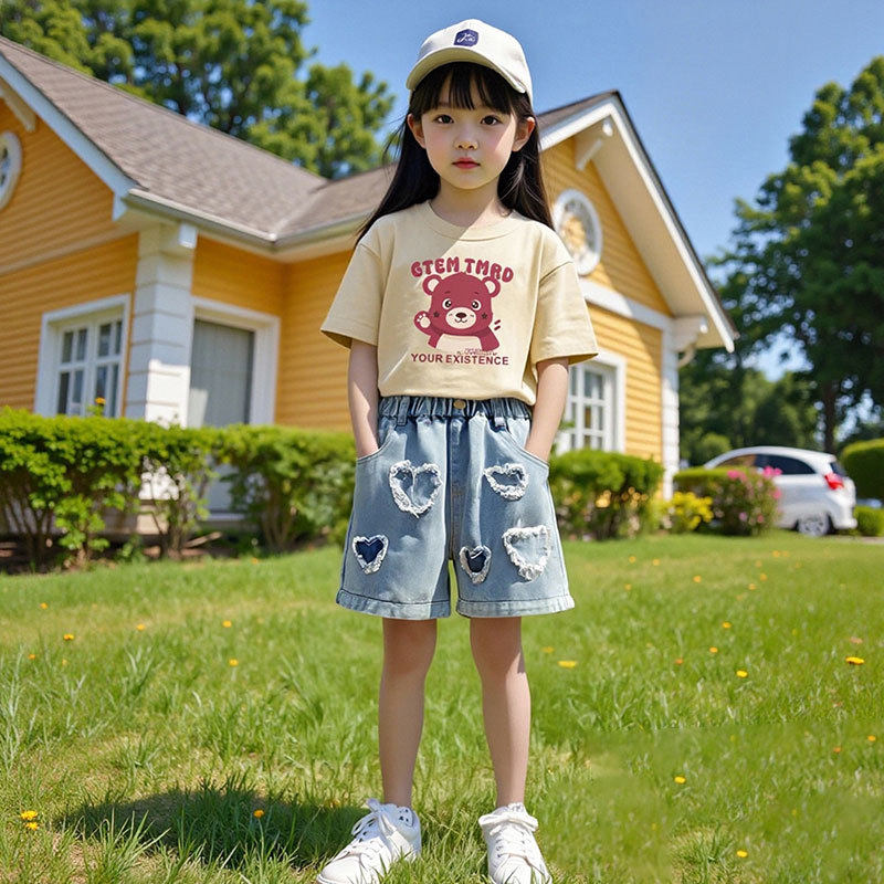 甜酷风女童夏季套装 2025新儿童运动套装
