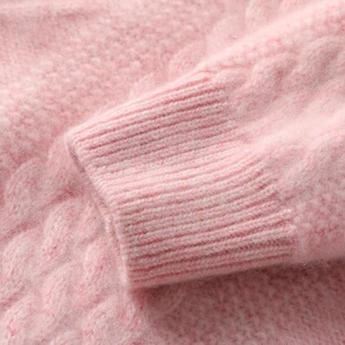 2024冬季新三股加厚半高领100纯山羊绒衫女宽松大码针织打底毛衣