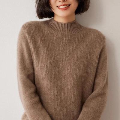 轻柔软糯~baby小山羊绒女半高领套头针织宽松内搭打底衫套头毛衣