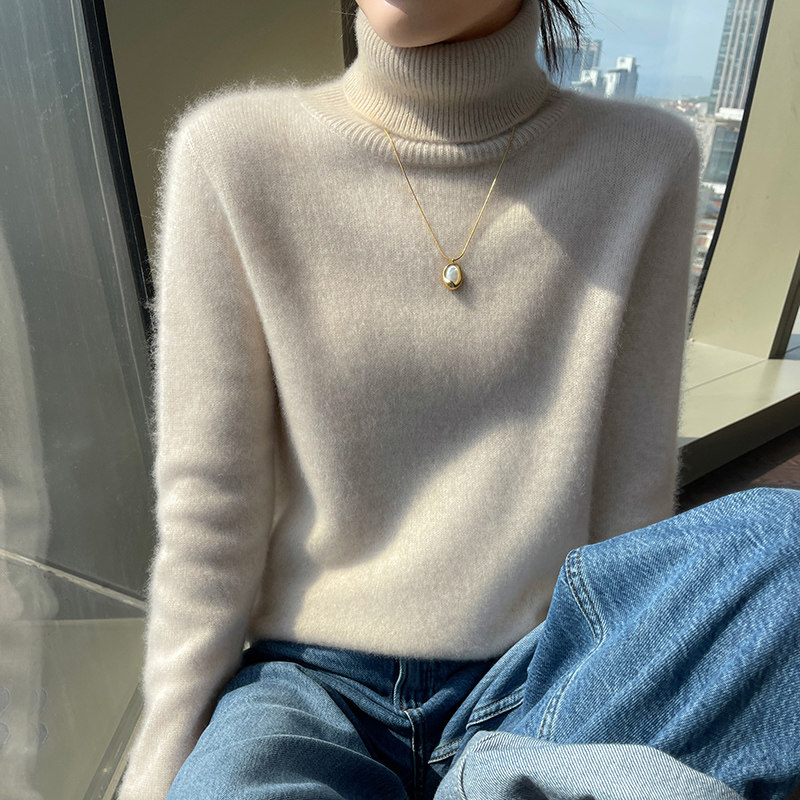高端加厚baby山羊绒衫2024冬季高领女修身内搭毛衣打底针织羊毛衫