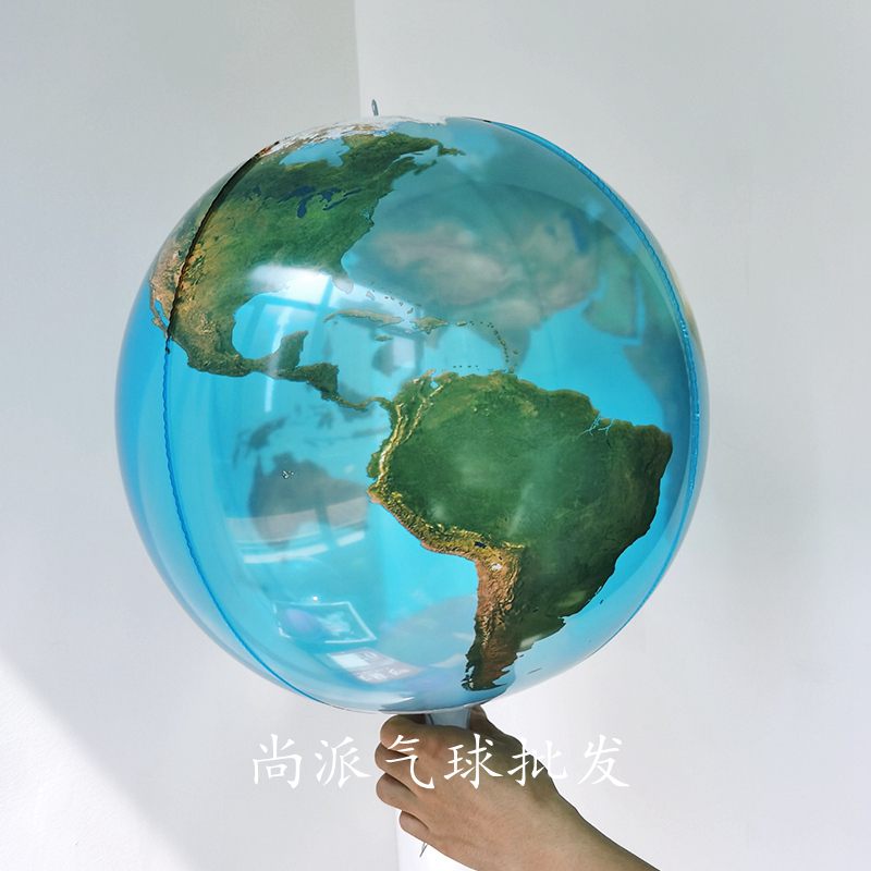 新款4D地球印花铝膜气球 厂家直销果冻女孩透明氦飘场景布置装饰