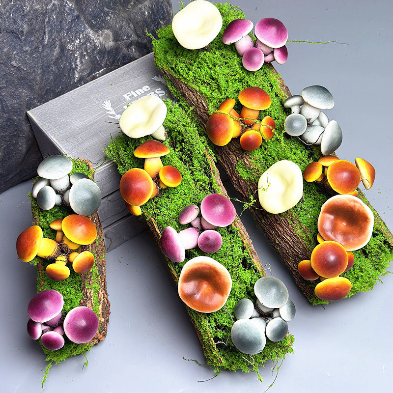 手工仿真树皮插花蘑菇装饰彩色菌类摆件家居橱窗造景装饰diy风格