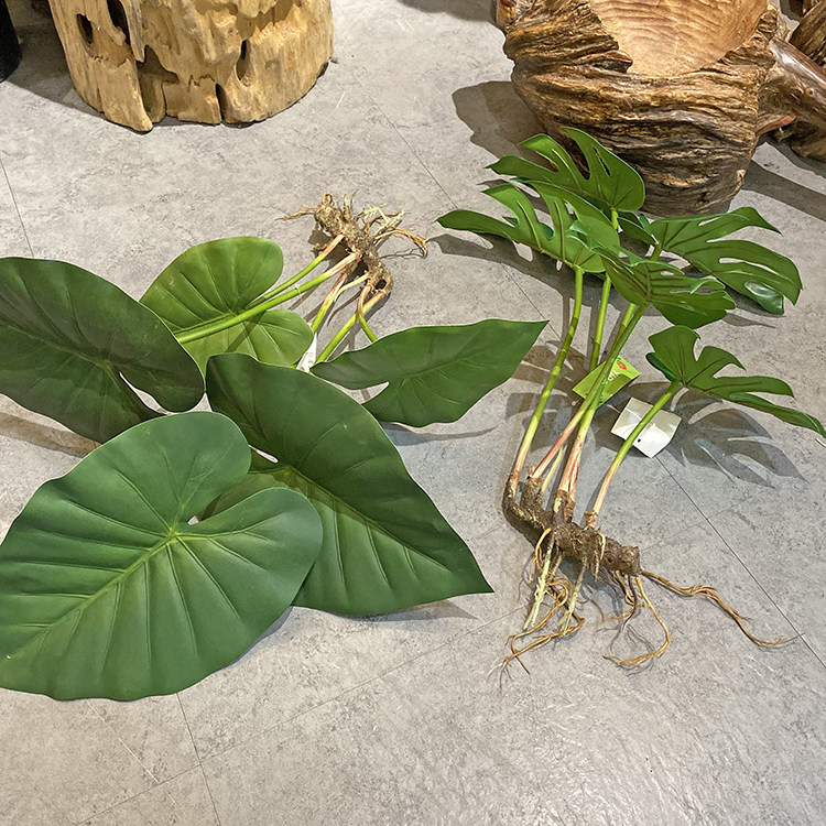 北欧仿真龟背竹芋头春雨绿叶假花客厅装饰植物居家餐厅龟背叶摆件