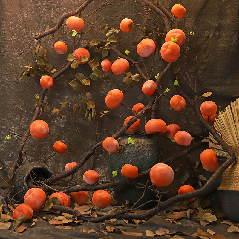 仿真柿子吊挂民宿造景装饰藤条