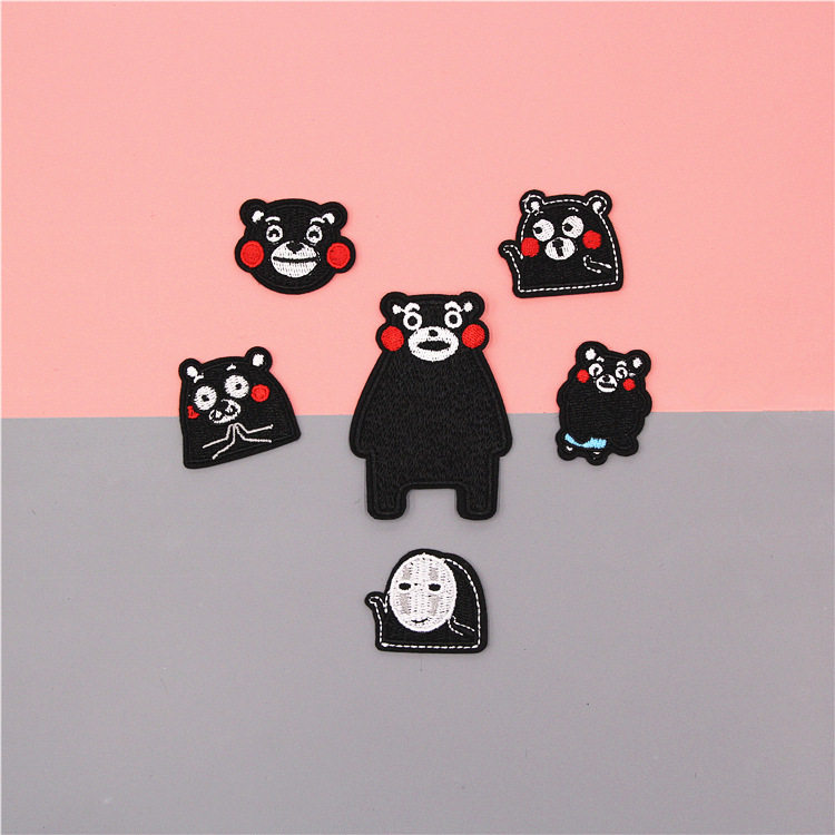 日本呆萌熊本熊动物刺绣布贴kumamon黑熊胸针衣服破洞补丁装饰