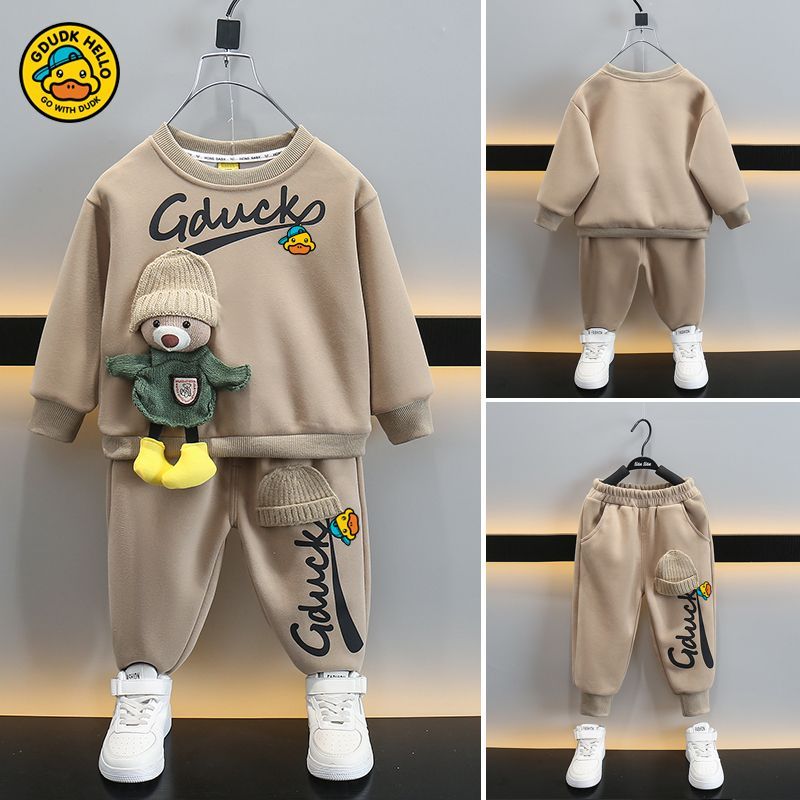 小黄鸭童装2025春秋季新款两件套