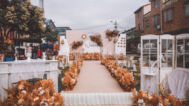 农村侘寂风户外庭院婚礼布置高清图片配套psd制作图韩式婚礼布置