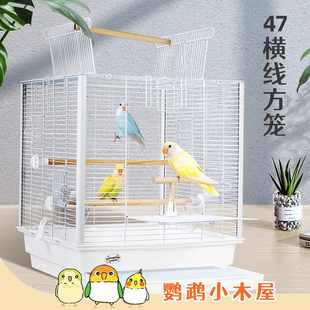 鹦鹉小木屋4747cm赛博银开顶横线立柱刺星球鹦鹉鸟笼虎皮牡丹玄凤