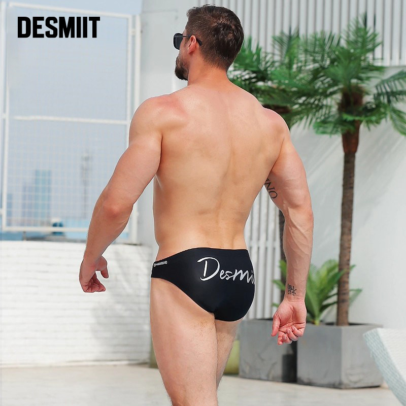 desmiit 男士低腰性感三角泳裤高弹成人男款防尴尬专业运动游泳裤