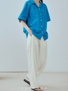 Vitatha老友记 超舒适！夏日半松紧腰弧形休闲百搭长裤男女同款