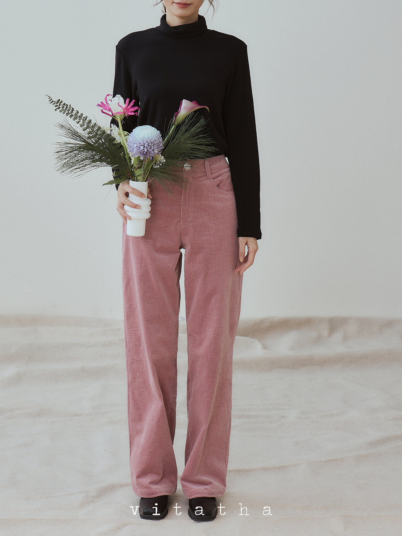 Vitatha番塔塔灯芯绒长裤