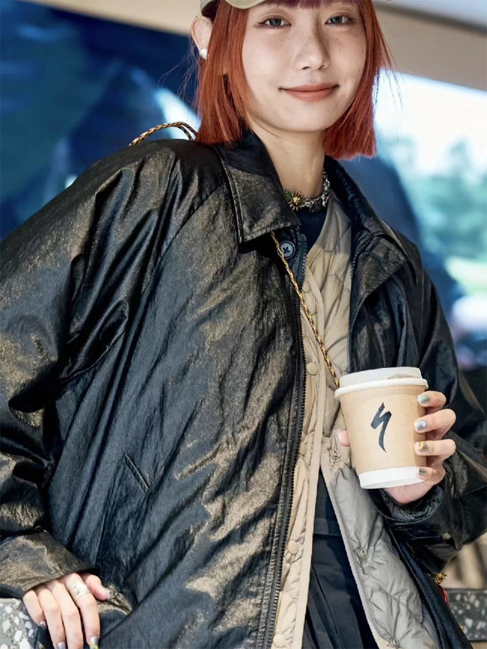 番塔塔特种面料夹克短外套