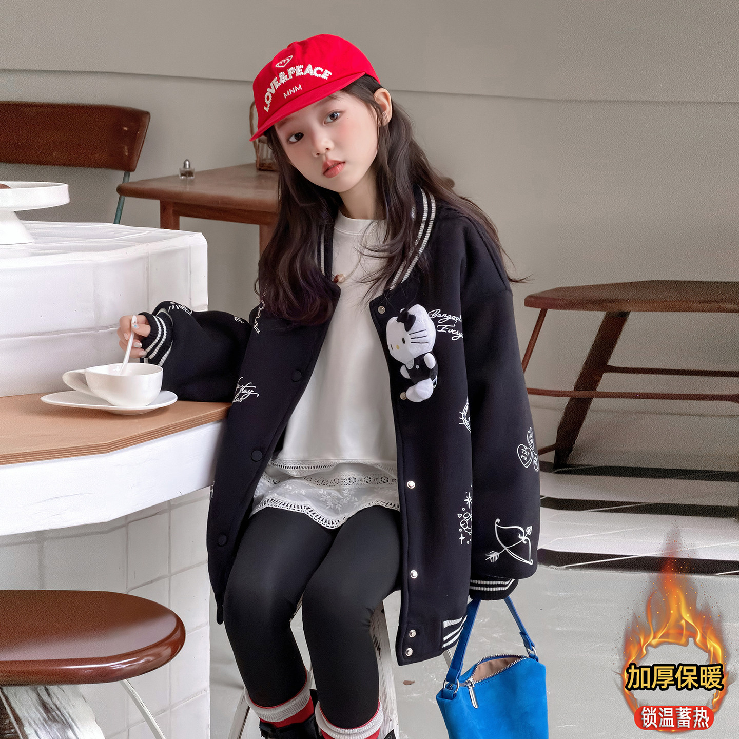 女童秋冬加厚棒球服2025新款中大童保暖夹棉针织外套休闲宽松开衫,童装/婴儿装/亲子装,普通外套,淘宝优惠券,粉丝福利购,淘宝优惠卷