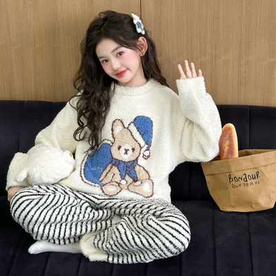 女童秋冬加厚家居服套装