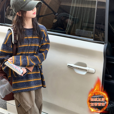 女童秋冬加绒打底衫上衣