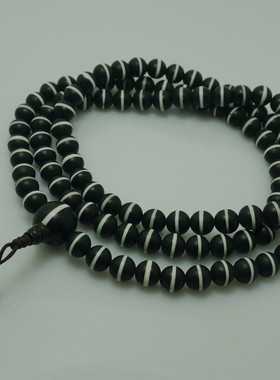 藏风馆西藏 8毫米108颗一线天珠佛珠 念珠 脖挂 手持多圈手串