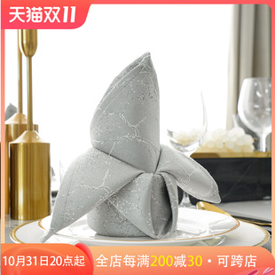 折花餐巾布酒店专用高档西餐厅口布定制方巾擦杯布席巾高级感垫布