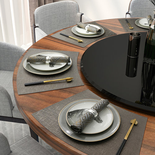 扇形皮革防水防油中国风圆桌餐垫