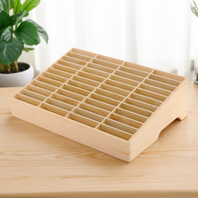 卡片分隔多层实木带把手机存放架