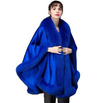 海宁皮草秋冬外套羊毛呢大披肩