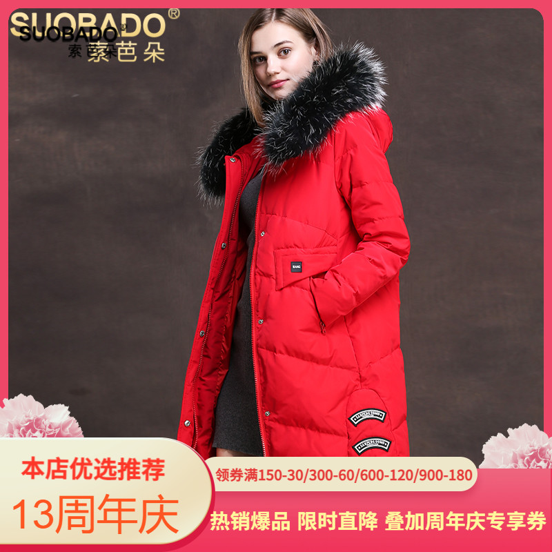 反季清仓冬宽松毛领女羽绒服