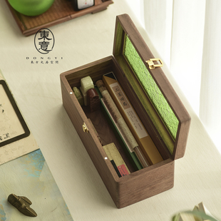 东意实木国风沉香线香香盒收纳防潮防虫整理盒存香盒大容量檀香炉