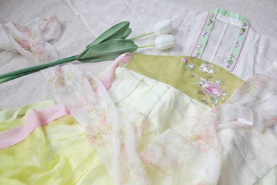 【初染】渐变真丝手绣 齐胸襦裙 衫裙 汉服 现货 浅画青杏