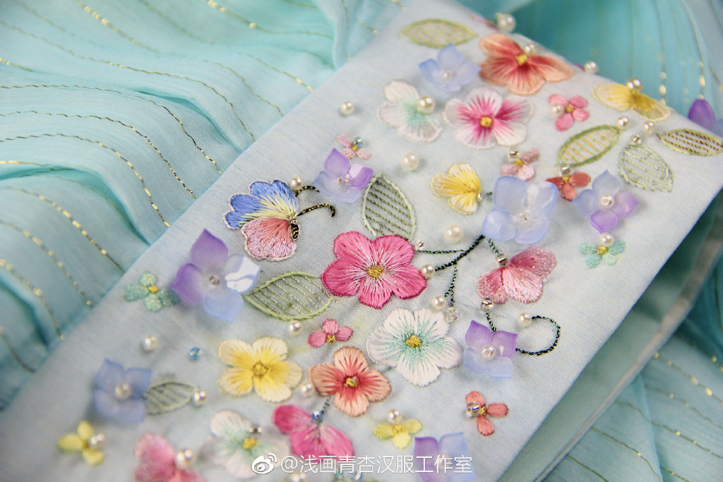 【紫阳】真丝手绣钉珠 齐腰齐胸汉服定制/加工