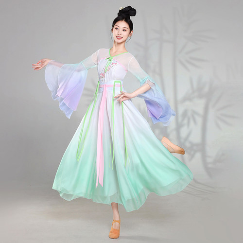 原创舞蹈服套装飘逸仙气古典舞演出服女江南可采莲同款艺考定制