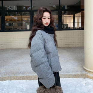 巨好看的灰色短款羽绒服女冬季2025新款爆款高级感加厚外套小个子