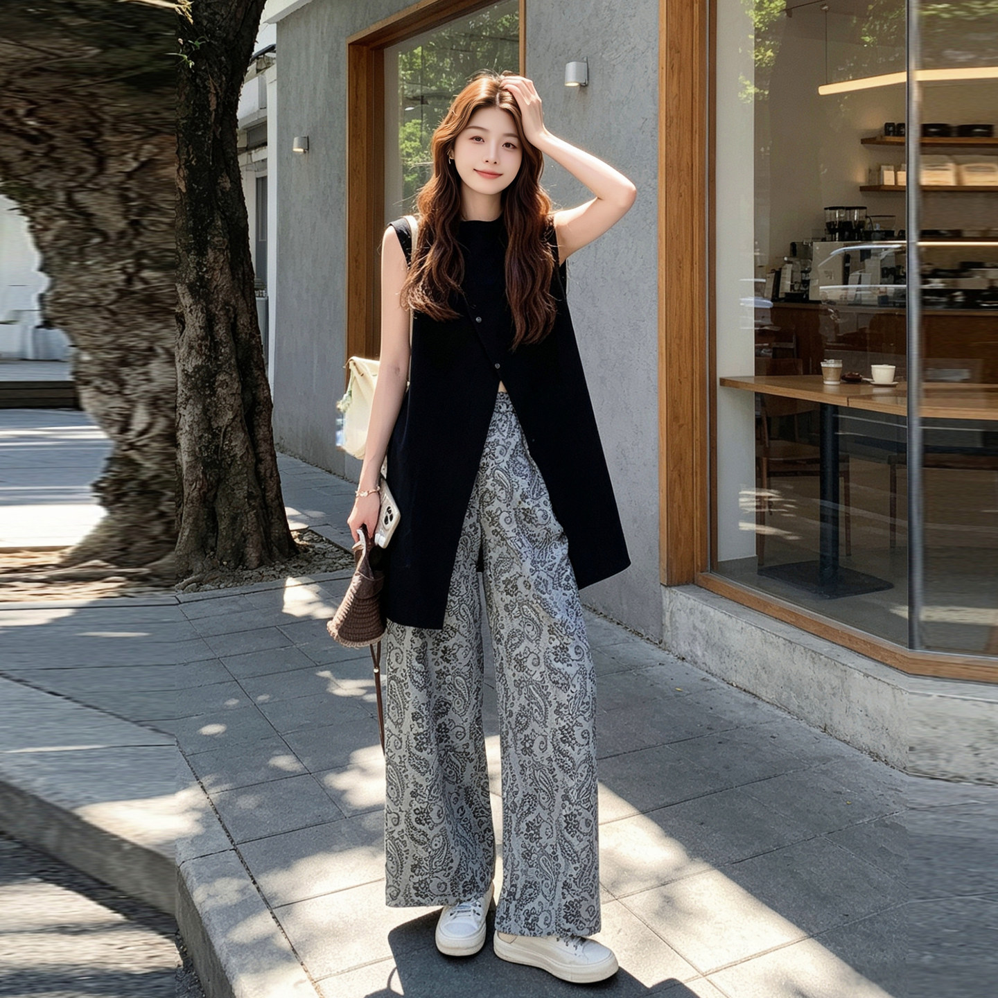 2026超火夏装一整套女装新款设计感不规则马甲休闲阔腿裤两件套装