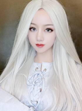 银白色中分长直抖音发套男女万用动漫cos古装影视道具化妆假发