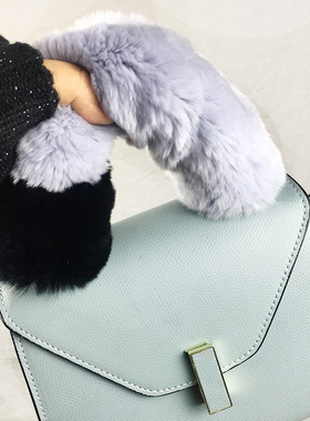 包带配件斜挎秋冬真毛毛包带ISIDE包包配件拼色宽肩带手提宽包带