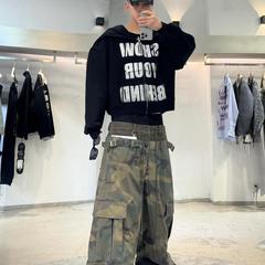 GRAILZ LEARL PROJECT 25SS三腰拼接假三件做旧 cargo 迷彩工装裤