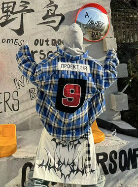 GRAILZ LEARL G/R 25FW 俄文贴布印花廓形格子拉链棉服夹克外套