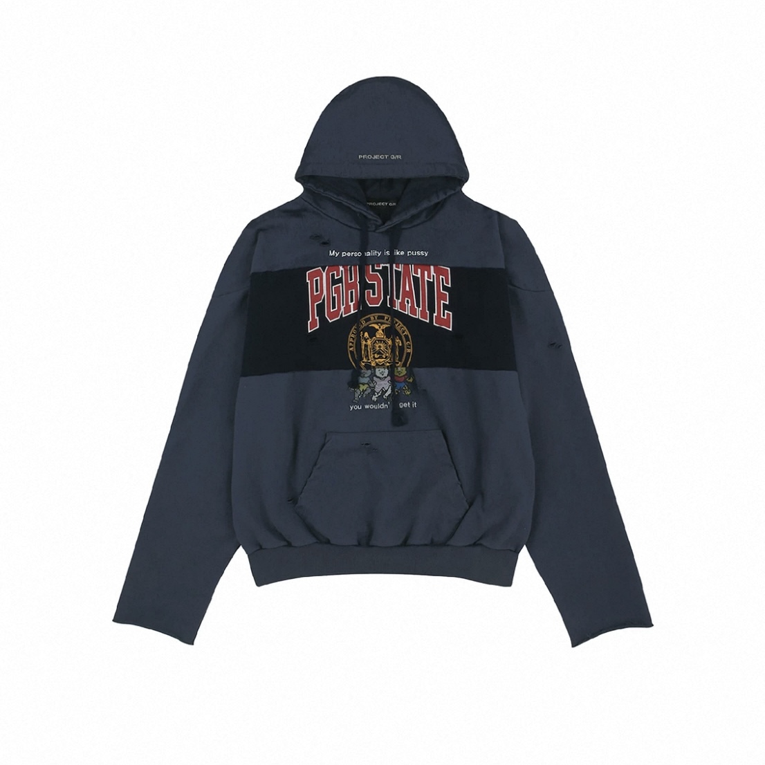 thumbnail for Grailz Learl 25Ss Dirty-Dyed Distressed Patchwork Letter Print Retro Hooded Sweatshirt for Men and Women