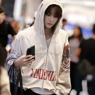 PROJECT 倒转拼接做旧脏染拉链卫衣外套 Grailz LEARL