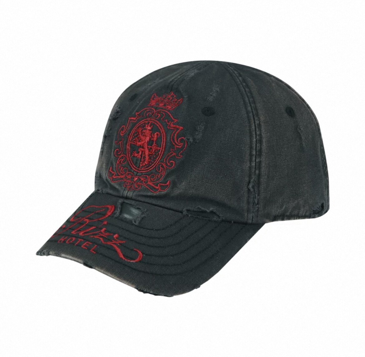 thumbnail for Grailz LEARL 26ss washed distressed totem badge embroidery frayed edged curved brim peaked cap for men and women