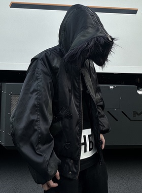 GRAILZ LEARL G/R轰炸N3B做旧军事风毛领棉服vintage飞行夹克外套