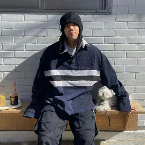 GRAILZ新做旧磨破卫衣polo衫