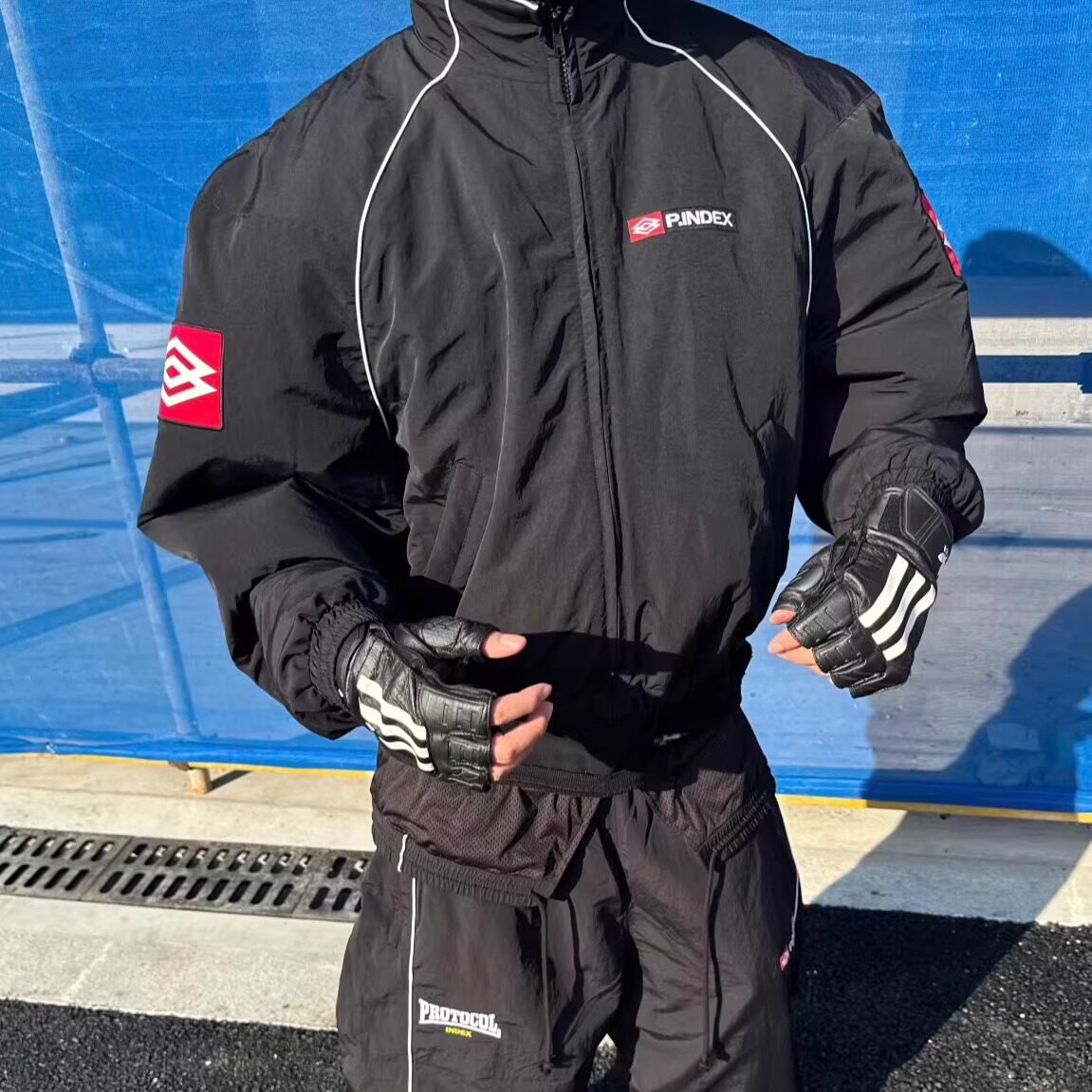 Grailz LEARL 26ss 廓形贴布尼龙垫肩运动夹克短宽立领拉链外套韩