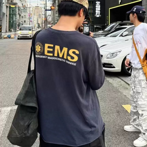 清仓！GRAILZ LEARL PROJECT 短袖T恤男女同款洗水做旧美式海军蓝