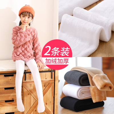 儿童连裤袜肤色女童加绒光腿白色