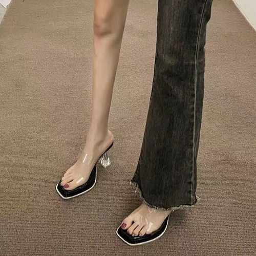 绝美气质透明凉拖鞋外穿一字拖