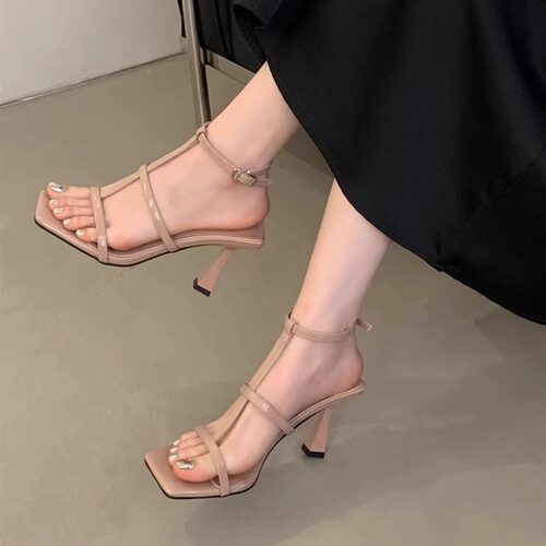气质性感高跟细跟一字带罗马鞋子