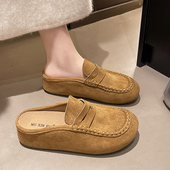 厚底增高勃肯拖鞋 舒适懒人一脚蹬复古百搭包头拖 女外穿2026年新款