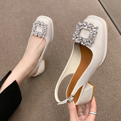 仙女高跟鞋 水钻粗跟包头凉鞋 复古玛丽珍鞋 女单鞋 2026夏季 中跟法式