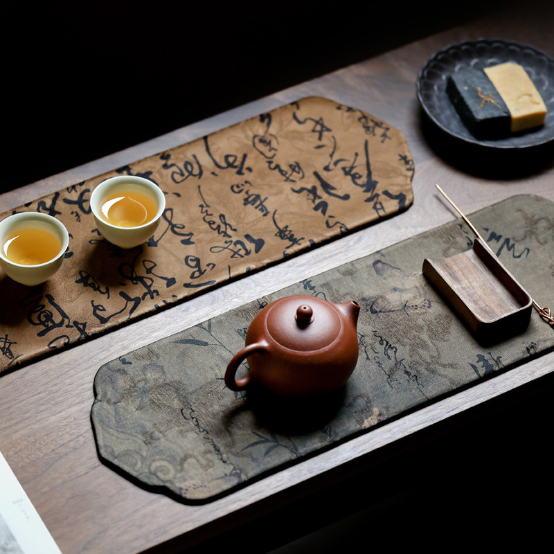 双姊妹中式布艺真丝手工香云纱如意茶席禅意茶空间布置意境隔热垫