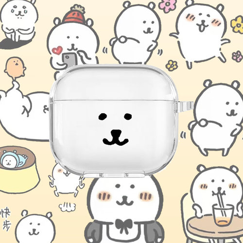 自嘲熊可爱小熊耳机壳适用AirPods4代新款2代卡通3代AirPodsPro3苹果三代四代耳机套无线蓝牙耳机保护软壳